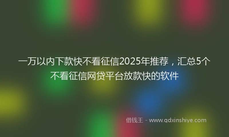 一万以内下款快不看征信2025年推荐，汇总5个不看征信网贷平台放款快的软件