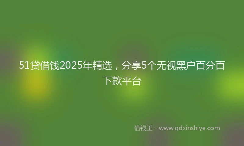 51贷借钱2025年精选，分享5个无视黑户百分百下款平台