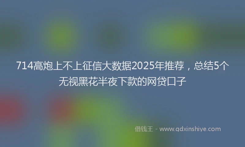 714高炮上不上征信大数据2025年推荐，总结5个无视黑花半夜下款的网贷口子