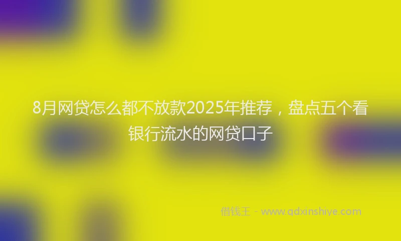 8月网贷怎么都不放款2025年推荐，盘点五个看银行流水的网贷口子