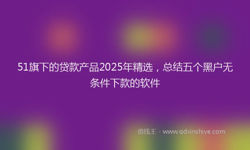 51旗下的贷款产品2025年精选，总结五个黑户无条件下款的软件
