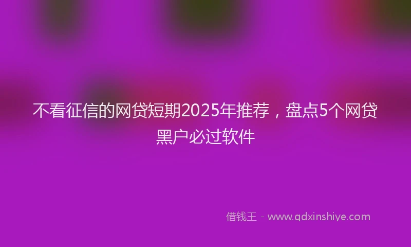 不看征信的网贷短期2025年推荐，盘点5个网贷黑户必过软件