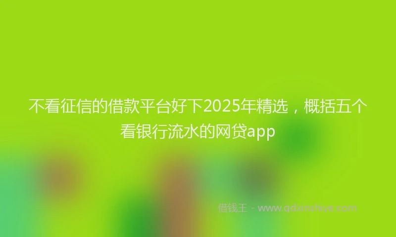不看征信的借款平台好下2025年精选，概括五个看银行流水的网贷app