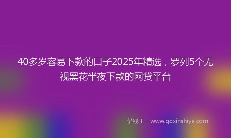 40多岁容易下款的口子2025年精选，罗列5个无视黑花半夜下款的网贷平台