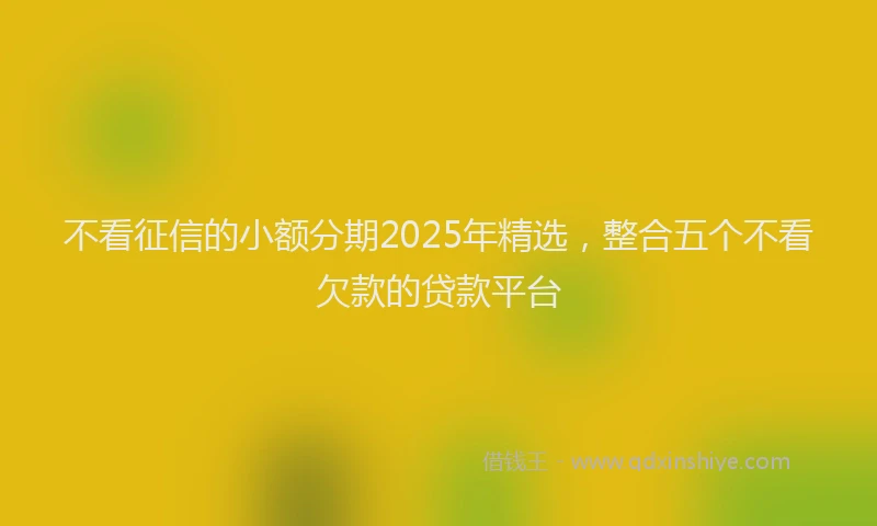 不看征信的小额分期2025年精选，整合五个不看欠款的贷款平台