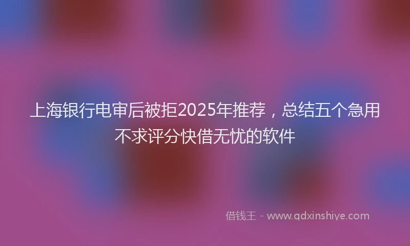 上海银行电审后被拒2025年推荐，总结五个急用不求评分快借无忧的软件