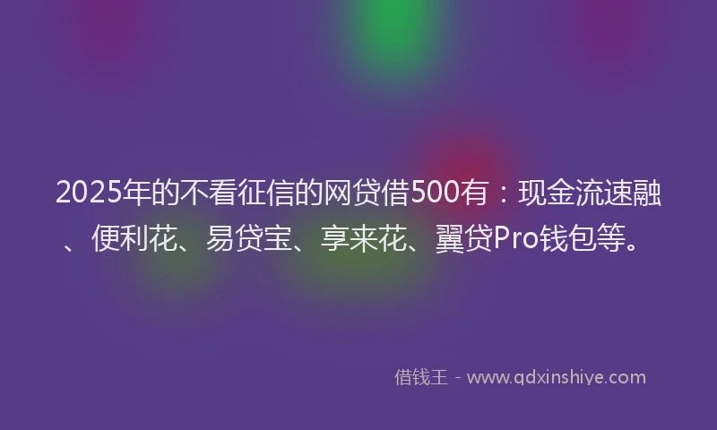 2025年的不看征信的网贷借500有：现金流速融、便利花、易贷宝、享来花、翼贷Pro钱包等。
