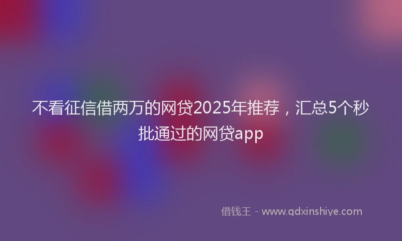 不看征信借两万的网贷2025年推荐，汇总5个秒批通过的网贷app