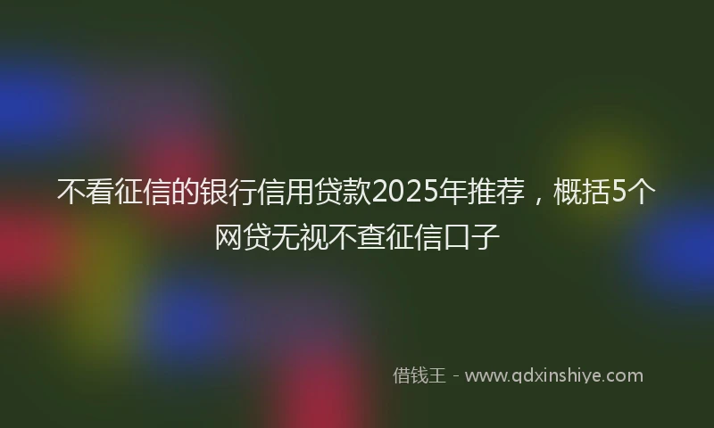不看征信的银行信用贷款2025年推荐，概括5个网贷无视不查征信口子
