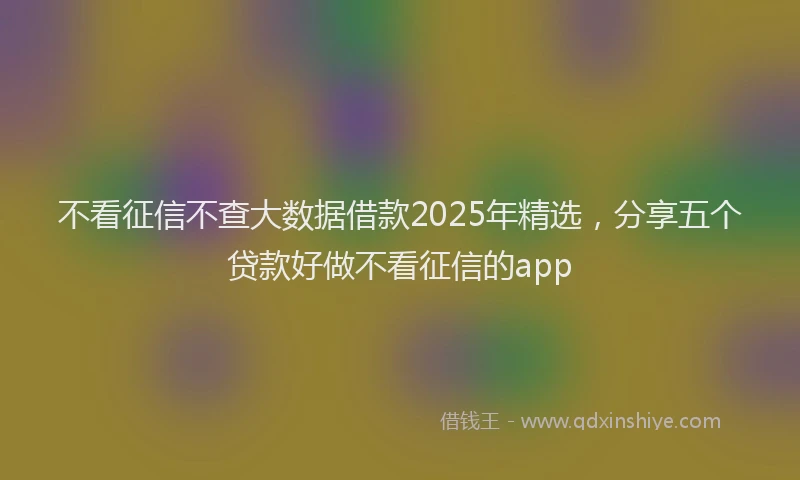 不看征信不查大数据借款2025年精选，分享五个贷款好做不看征信的app