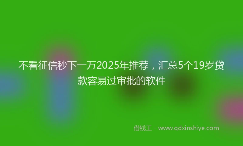 不看征信秒下一万2025年推荐，汇总5个19岁贷款容易过审批的软件