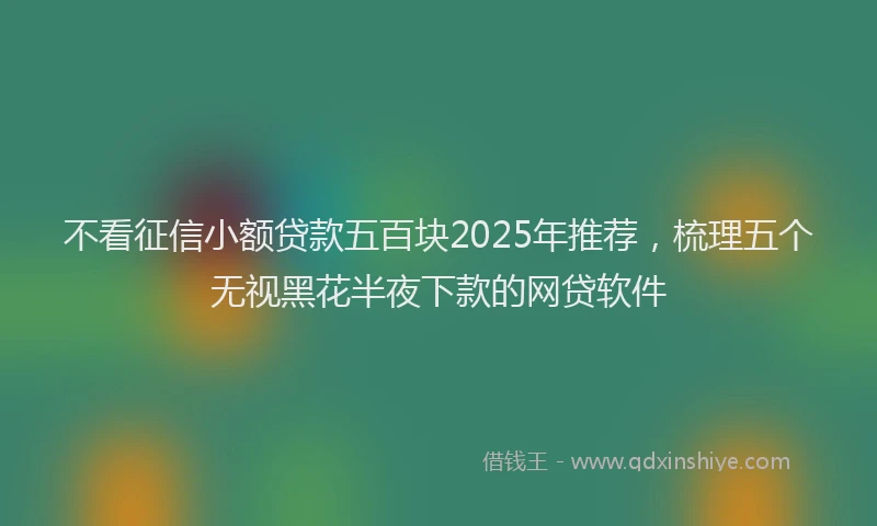 不看征信小额贷款五百块2025年推荐，梳理五个无视黑花半夜下款的网贷软件