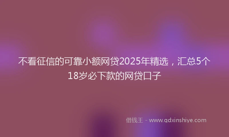 不看征信的可靠小额网贷2025年精选，汇总5个18岁必下款的网贷口子