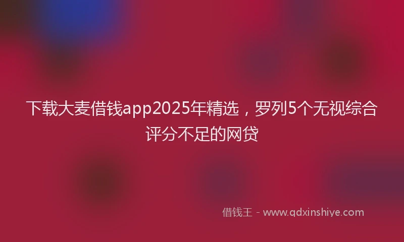 下载大麦借钱app2025年精选，罗列5个无视综合评分不足的网贷