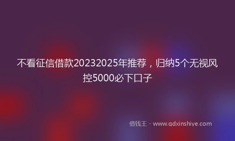 不看征信借款20232025年推荐，归纳5个无视风控5000必下口子