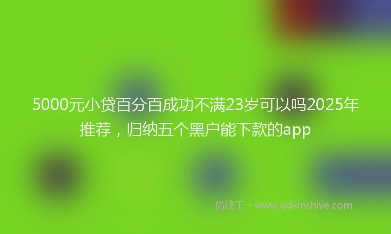 5000元小贷百分百成功不满23岁可以吗2025年推荐，归纳五个黑户能下款的app
