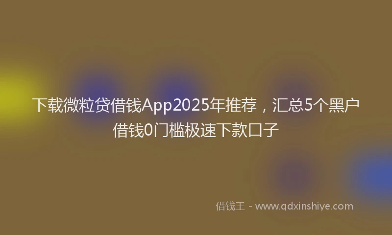 下载微粒贷借钱App2025年推荐，汇总5个黑户借钱0门槛极速下款口子