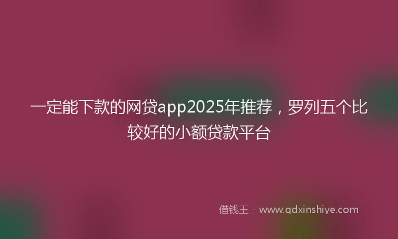 一定能下款的网贷app2025年推荐，罗列五个比较好的小额贷款平台