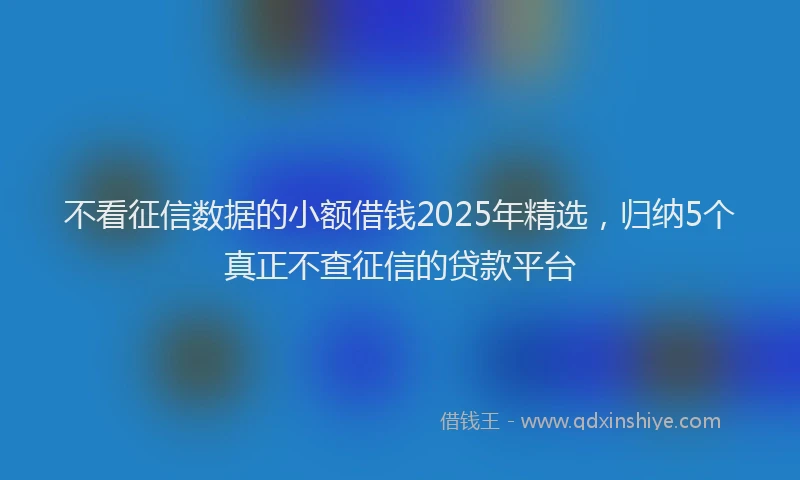 不看征信数据的小额借钱2025年精选，归纳5个真正不查征信的贷款平台