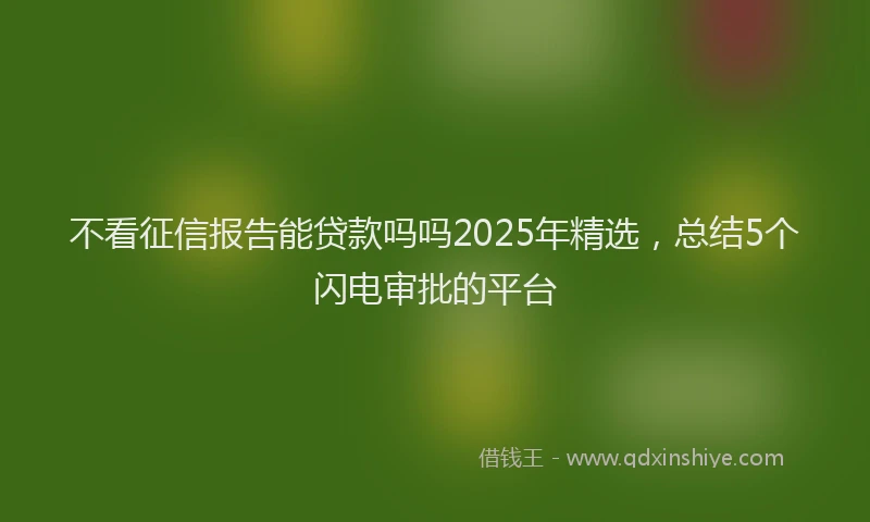 不看征信报告能贷款吗吗2025年精选，总结5个闪电审批的平台