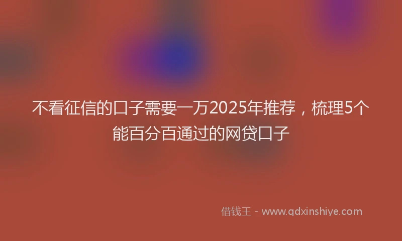 不看征信的口子需要一万2025年推荐，梳理5个能百分百通过的网贷口子