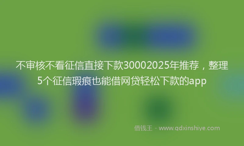 不审核不看征信直接下款30002025年推荐，整理5个征信瑕疵也能借网贷轻松下款的app