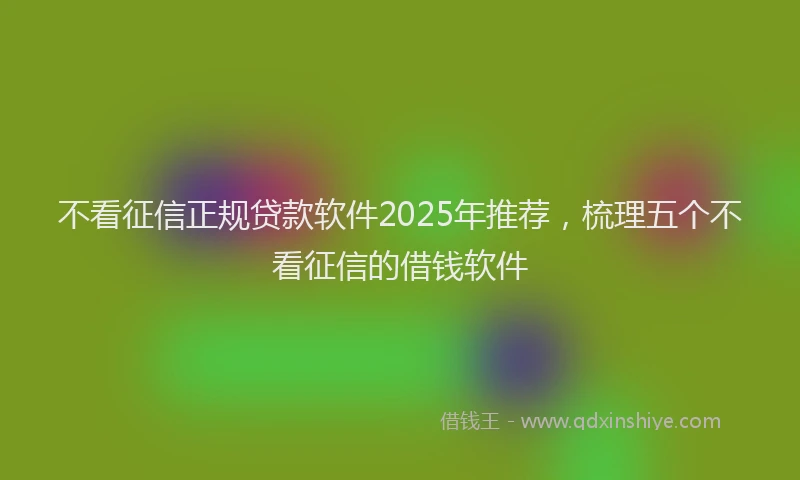 不看征信正规贷款软件2025年推荐，梳理五个不看征信的借钱软件
