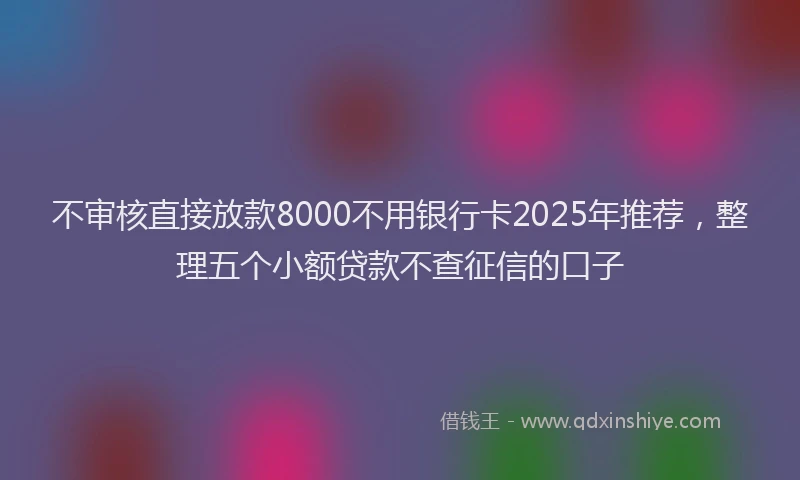 不审核直接放款8000不用银行卡2025年推荐，整理五个小额贷款不查征信的口子