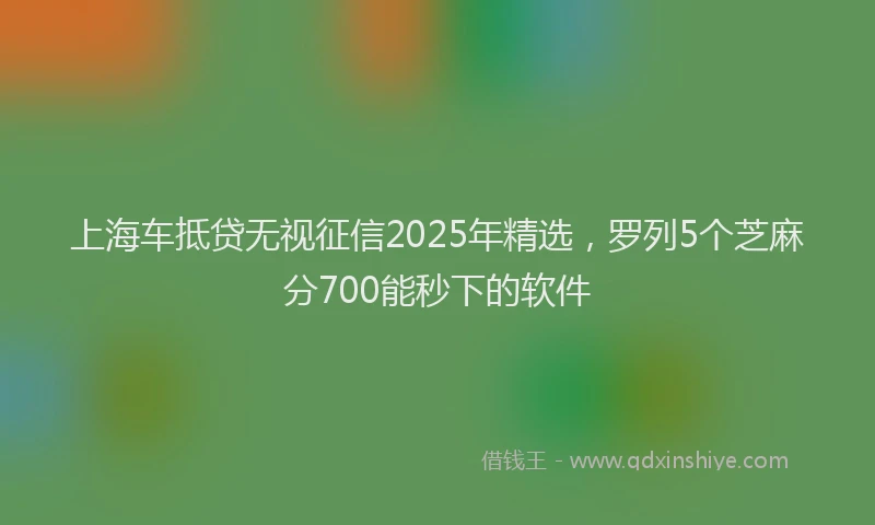 上海车抵贷无视征信2025年精选，罗列5个芝麻分700能秒下的软件