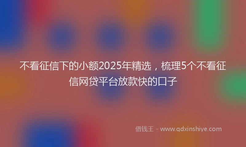 不看征信下的小额2025年精选，梳理5个不看征信网贷平台放款快的口子