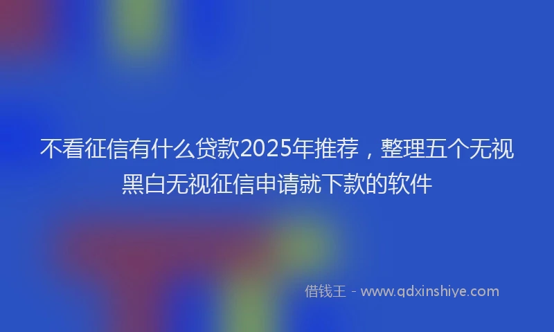 不看征信有什么贷款2025年推荐，整理五个无视黑白无视征信申请就下款的软件