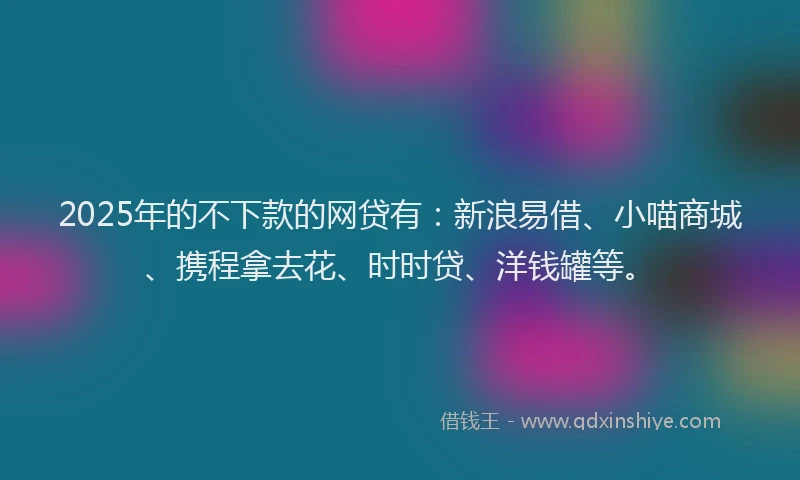 2025年的不下款的网贷有：新浪易借、小喵商城、携程拿去花、时时贷、洋钱罐等。