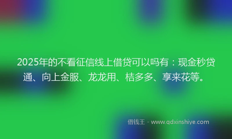 2025年的不看征信线上借贷可以吗有：现金秒贷通、向上金服、龙龙用、桔多多、享来花等。