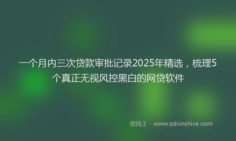 一个月内三次贷款审批记录2025年精选，梳理5个真正无视风控黑白的网贷软件