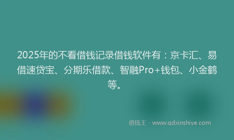2025年的不看借钱记录借钱软件有：京卡汇、易借速贷宝、分期乐借款、智融Pro+钱包、小金鹤等。