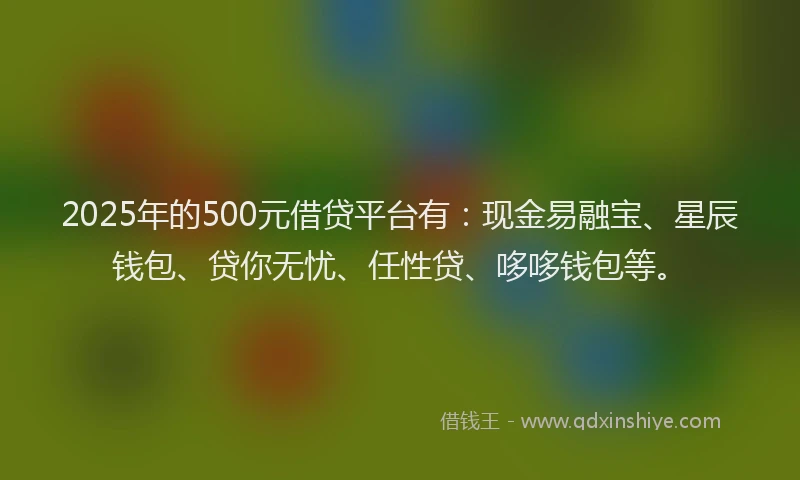 2025年的500元借贷平台有：现金易融宝、星辰钱包、贷你无忧、任性贷、哆哆钱包等。