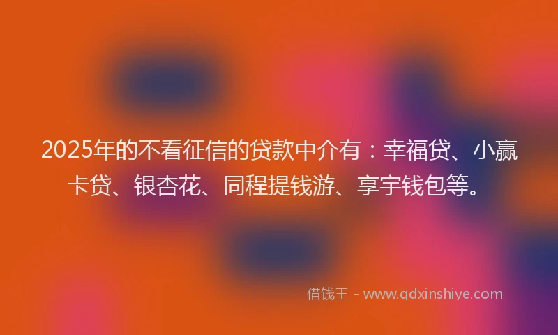 2025年的不看征信的贷款中介有：幸福贷、小赢卡贷、银杏花、同程提钱游、享宇钱包等。