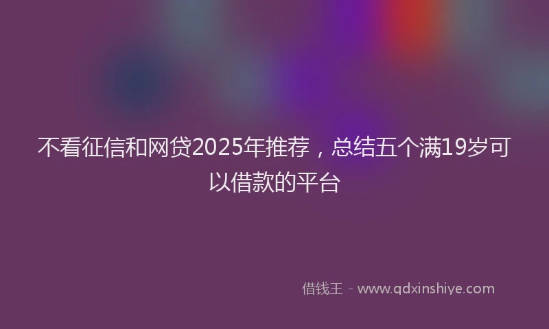 不看征信和网贷2025年推荐，总结五个满19岁可以借款的平台