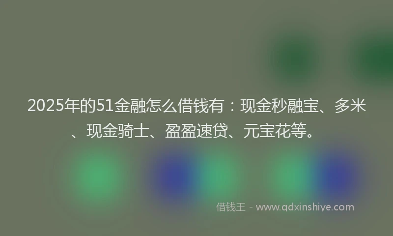 2025年的51金融怎么借钱有：现金秒融宝、多米、现金骑士、盈盈速贷、元宝花等。