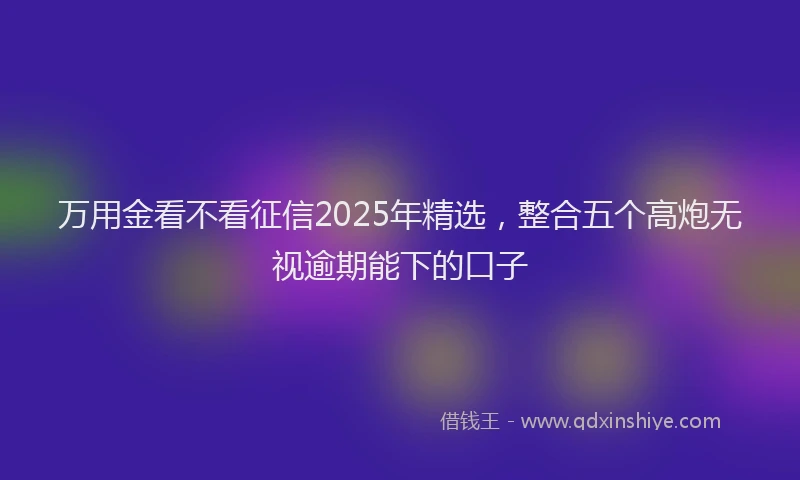 万用金看不看征信2025年精选，整合五个高炮无视逾期能下的口子