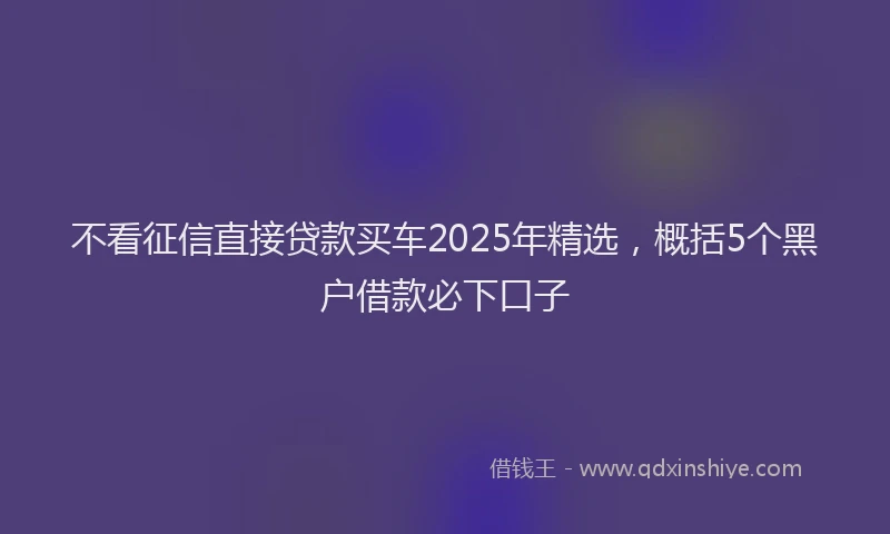 不看征信直接贷款买车2025年精选，概括5个黑户借款必下口子