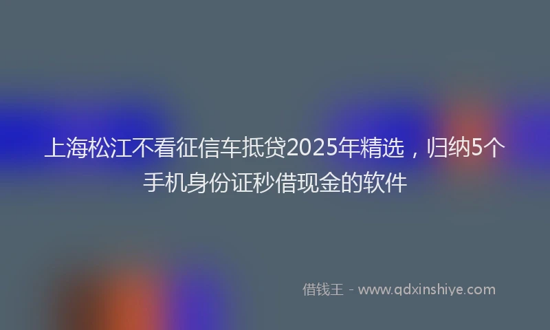 上海松江不看征信车抵贷2025年精选，归纳5个手机身份证秒借现金的软件
