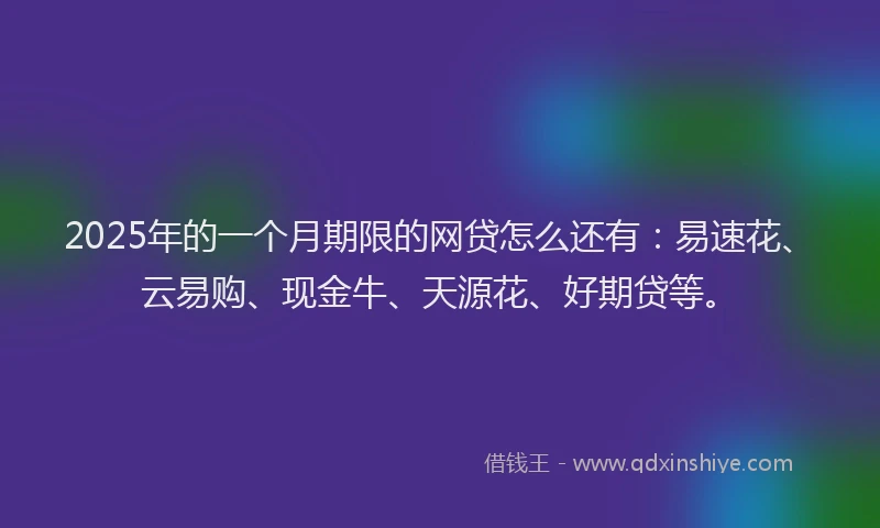 2025年的一个月期限的网贷怎么还有：易速花、云易购、现金牛、天源花、好期贷等。