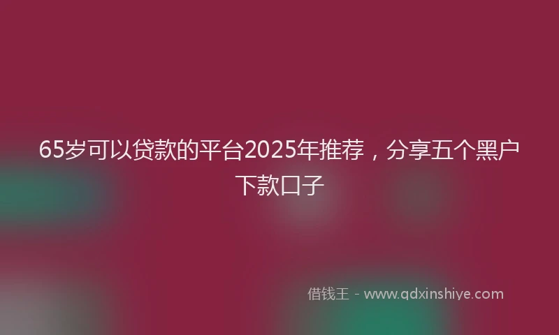 65岁可以贷款的平台2025年推荐，分享五个黑户下款口子