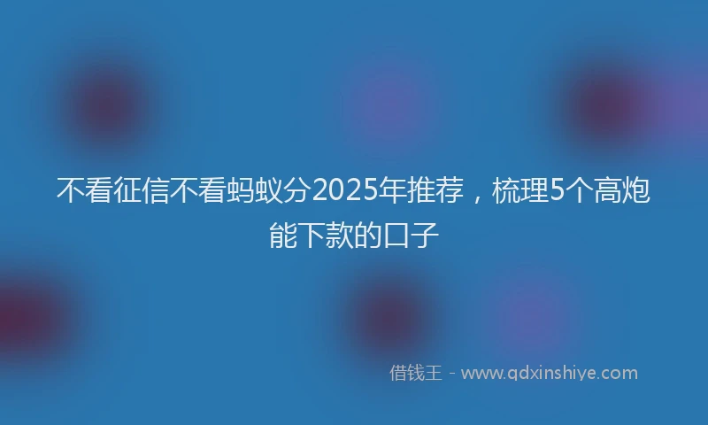 不看征信不看蚂蚁分2025年推荐，梳理5个高炮能下款的口子