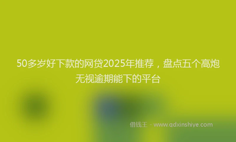 50多岁好下款的网贷2025年推荐，盘点五个高炮无视逾期能下的平台