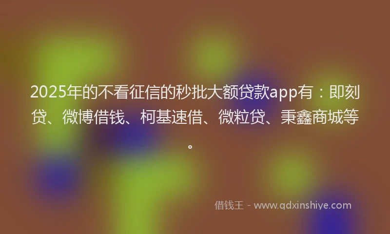 2025年的不看征信的秒批大额贷款app有：即刻贷、微博借钱、柯基速借、微粒贷、秉鑫商城等。