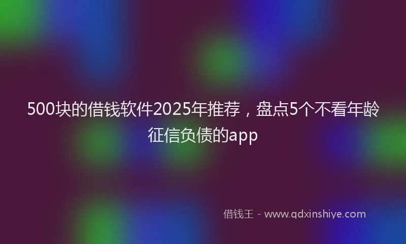 500块的借钱软件2025年推荐，盘点5个不看年龄征信负债的app