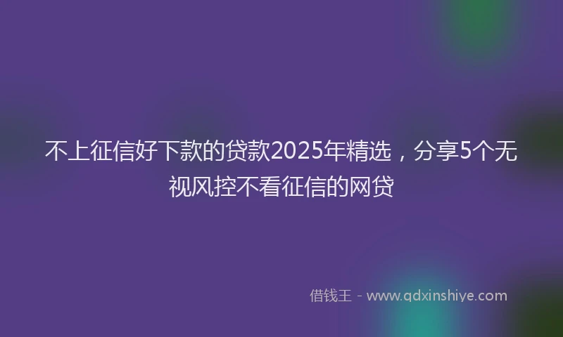 不上征信好下款的贷款2025年精选，分享5个无视风控不看征信的网贷