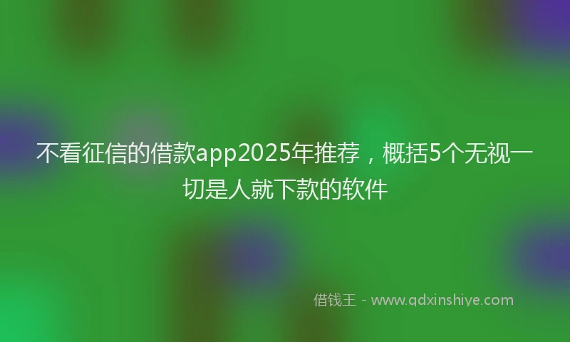 不看征信的借款app2025年推荐，概括5个无视一切是人就下款的软件